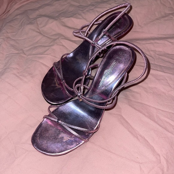 Y2K Metallic Pink Strappy Kitten Heels - Picture 2 of 3